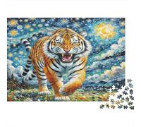 Tigre Caminando Puzzle de 1000 Piezas Juego de Puzzle 1000 Piezas Papel para Adultos Estilo de Noche Estrellada Puzzle para Toda la Familia Relajación Enfoque Regalo Decoración Hogar 38x26cm/1000pcs