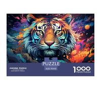 Tigre Colorido Arte Puzzle para Adultos Puzzle de 1000 Piezas Papel Relajación Puzzle para Toda la Familia Decoración Hogar Regalo 70x50cm/1000pcs 70x50cm/1000pcs