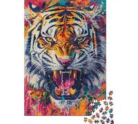 Tigre Colorido Puzzle de 1000 Piezas Puzzle para Adultos Papel Arte Moderno Relajación Enfoque Familiar Regalo Decorativo Hogar 38x26cm/1000pcs