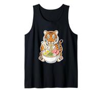 Tigre Comiendo Fideos Ramen Desplazamiento Teléfono Camiseta sin Mangas