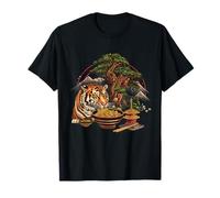 Tigre Comiendo Ramen Bonsái Árbol Tigre Fideos Arte Pagoda Torre Camiseta