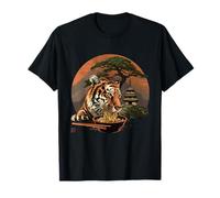 Tigre Comiendo Ramen Torre Pagoda Tigre Fideos Arte Bonsái Árbol Camiseta
