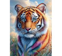 Tigre con corona de flores Rompecabezas 1000 Piezas Cartón Grueso Para Parejas Cuentos de hadas de animales salvajes fantásticos Desarrollo Habilidades Pieza Decorativa Casa Pack Completo Regalo Cumpl