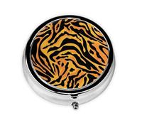 Tigre con estampado animal, Pastillero, Pastillero redondo Pequeño contenedor de pastillas Organizador de pastillas de viaje