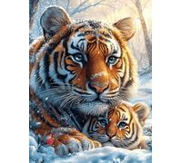 Tigre con su Cachorro en la Nieve Puzzle 300 Piezas Educativo Impresión HD Ciencia ficción sueño mágico Juego De Rompecabezas para Familia Entretenimiento Inteligente Construir Maquetas 300 PCS