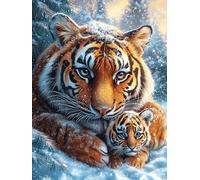 Tigre con su Cachorro en la Nieve Puzzle 300 Piezas Papel Mayores Sueño Mágico de Ciencia Ficción Alivio Ansiedad Actividad para La Mente Ocio Tranquilo En Casa Más Vendido Regalo Or