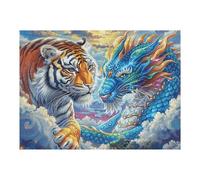 Tigre contra dragón Puzzle 500 Piezas Cartón Grueso para Adultos Y Adolescentes Ocio Doméstico Terapia Relajación Mejor Valorado Idea De Regalo 500 PCS/52×38cm