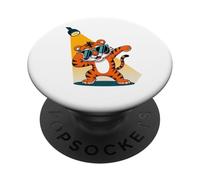 Tigre Dabbing con Gafas De Sol Bailando Dabbing Animal PopSockets PopGrip Adhesivo