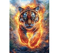 Tigre Dans le Jardin de feu Puzzle 500 Piezas Papel Adolescentes Mitos fantásticos Actividad Días Libres Actividad Mente Colección Rompecabezas Regalo Creativo 500 PCS