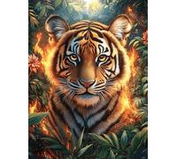 Tigre Dans le Jardin de feu Rompecabezas 500 Piezas Cartón Grueso para Coleccionistas Animal Planta Noches De Cita Mejora Concentración Ocio En Casa Regalo Reyes Magos 500 PCS