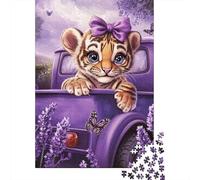 Tigre de Dibujos Campo de Lavanda Puzzle para Adultos Puzzle de 1000 Piezas Papel Relajación Decoración Regalo 52x38cm/1000pcs