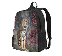 Tigre de los bosques,Mochila con bolsillos, mochila informal para el día a día, resistente al agua, ideal para la escuela, viajes