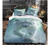 Tigre de nieve Funda de Edredón de poliéster Juego de 3 Piezas Impresión 3D Cremallera Oculta incluye Fundas de Almohada Suave Vida salvaje fantástica Funda Edredon for Ancianos Single（135x200cm）