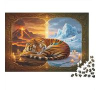 Tigre Descansando Puzzle de 1000 Piezas Juego de Puzzle 1000 Piezas Papel para Adultos Paisaje Volcán Glaciar Relajación Foco Familia Decoración Regalo 52x38cm/1000pcs