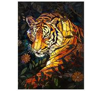 Tigre Diamond Painting Adultos, 5D Animal Pintura de Diamante Punto de Cruz para Adultos y Niños, DIY Manualidades Cuadros de Arte para Decoración de Pared Salón y Oficina 90x120cm L-Y605