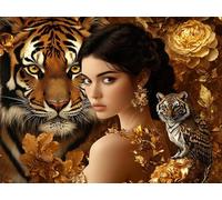 Tigre Diamond Painting Mujer Diamond Painting Adultos Pintura de Diamante Kit Manualidades Adultos 5D Kit Punto de Cruz Cristal Art Creart Pintura Diamante para Decoración Pared Hogar 30x40cm,Model277