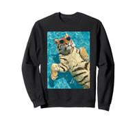 Tigre Divertido con Gafas de Sol Cool Summer Animal Natación Sudadera
