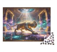Tigre Dorado Templo Antiguo Puzzle de 1000 Piezas Papel para Adultos Escena de Aventura Relajación Familiar Decoración Regalo 70x50cm/1000pcs
