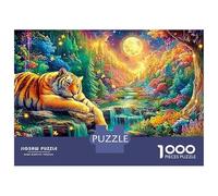 Tigre durmiendo bajo la Cascada iluminada por la Luna Puzzle De 1000 Piezas el Rey del Bosque Excelente Regalo para Niños Y Adultos 70x50cm/1000pcs