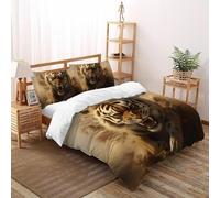 Tigre Dust Funda De Edrojoón Fierce Animales 3D Antialérgica Microfibra Ropa De Cama 2 Fundas De Almohada, Niños Niñas, Funda De Edrojoón Dormitorio King（220x240cm）