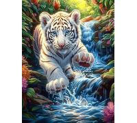 Tigre en el bosque mágico Rompecabezas 500 Piezas Cartón Para Principiantes Dibujo Animado de Paisajes de Cuento de Hadas Días Lluviosos Tiempo Libre En Casa Para Reyes Magos Detalle De Cumpleaños 500