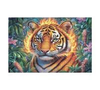 Tigre en el Campo de Flores Head Rompecabezas 1000 Piezas Cartón Grueso para Coleccionistas Mejora Memoria Desarrollo Cognitivo Diversión Familia Regalo Reyes Magos 1000 PCS