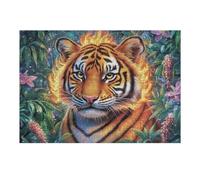 Tigre en el Campo de Flores Head Rompecabezas 300 Piezas Cartón Resistente para Mayores Desarrollo Lógica Entretenimiento Toda La Familia Decoración Salón Reyes Magos 300 PCS