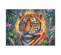 Tigre en el Campo de Flores Head Rompecabezas 500 Piezas Cartón Resistente para Adolescentes Actividades Grupales Mejor Valorado Navidad 500 PCS