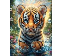 Tigre en el jardín Rompecabezas 500 Piezas Cartón Resistente Para Mayores Cuentos de hadas fantásticos de animales salvajes Reunión Familiar Juegos Desarrollo Lógica Detalle San Valentín Calidad 500 P