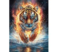 Tigre en Fuego y Agua Puzzles 1000 Piezas Obra De Arte Abstracta Mitos de Cuento de Hadas Rompecabezas para Adultos Decoración Hogar Moderno DIY Creativo Desafío 1000 PCS