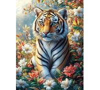 Tigre en las flores Puzzle 500 Piezas Cartón Grueso Para Principiantes Cuentos de hadas de animales salvajes fantásticos Agilidad Mental Vacaciones Verano Garantía Reposición Piezas Regalo Ideal 500 P