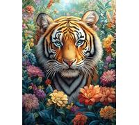 Tigre en Las Flores Puzzle 500 Piezas Papel Mayores Cuentos de Hadas de Animales Salvajes fantásticos Terapia Ocupacional Alivio Estrés Tiempo Libre En Casa Regalo Original 500 PCS