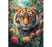 Tigre en Las Flores Rompecabezas 1000 Piezas Cartón Resistente para Mayores Animales de Paisaje Natural Actividad para La Mente Desconectar Rutina Garantía Satisfacción 1000 PCS