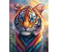 Tigre en Las Flores Rompecabezas 500 Piezas Cartón Resistente para Mayores Cuentos de Hadas de Animales y Plantas Reunión Familiar Juegos Desarrollo Lógica Detalle San Valentín Calidad 500 PCS