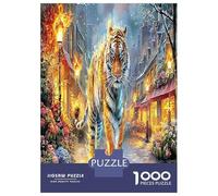 Tigre en Llamas 1000 Piezas Tiger Before Glowing Castillo Fantasía Rompecabezas Obra De Arte Juguetes Desafiantes para Adultos Rompecabezas De Juego Toda La Familia Regalos 70x50cm/1000pcs