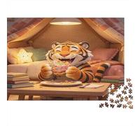 Tigre en Tienda acogedora Puzzle para Adultos Puzzle de 1000 Piezas Papel Escena de hogar Invernal Puzzle para Toda la Familia Relajación Concentración Decoración Regalo 70x50cm/1000pcs