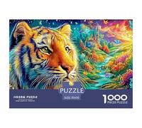 Tigre en un Bosque Colorido y Encantado con un Castillo Puzzle De 1000 Piezas Tigre Cartón Reciclado, Puzzle Desafiante para Adultos 70x50cm/1000pcs