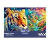Tigre en un Bosque Colorido y Encantado con un Castillo Puzzle De 1000 Piezas Tigre Educativo Y Desafiante, Reciclado 38x26cm/1000pcs