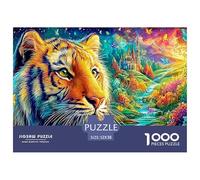 Tigre en un Bosque Colorido y Encantado con un Castillo Puzzle De 1000 Piezas Tigre Excelente Regalo para Niños Y Adultos 52x38cm/1000pcs