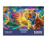 Tigre en un Mundo vívido y fantástico con Castillo Puzzle De 1000 Piezas Tigre Juego De Puzzle Familiar para Todas Las Edades 70x50cm/1000pcs