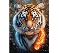 Tigre en un Resplandor mágico ardiente Puzzle 300 Piezas Papel Mayores Sueño Mágico de Ciencia Ficción Terapia Ocupacional Entretenimiento Sin Pantalla para Navidad Regalo Original 3