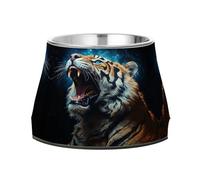 Tigre Enojado Espacio Rugir Cuencos para Mascotas Antideslizantes Acero Inoxidable,Apilables para Cachorros