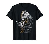 Tigre Escritura Retrato Animal Print Motivo Ilustración Tigre Camiseta
