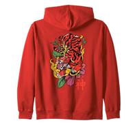 Tigre estético japonés y símbolo de la naturaleza Kanji (ART BACK) Sudadera con Capucha