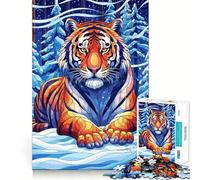 Tigre estilizado en Bosque Invernal, Rompecabezas de 1000 Piezas para Adultos, Regalo Ideal para ejercitar la Mente, Juguete artístico para Relajarse, Regalo Memorable 38x26cm