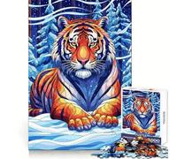 Tigre estilizado en Bosque Invernal, Rompecabezas de 1000 Piezas para Adultos, Regalo Ideal para ejercitar la Mente, Juguete artístico para Relajarse, Regalo Memorable 38x26cm