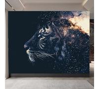 Tigre Fotomurales, Cielo Estrellado Papel Pintado, No Tejido Murales Fotográfico, Mate Personalizable Papel Tapiz para TV Fondo Pared Dormitorio Sala de Estar 450 x 315 CM