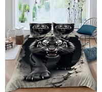 Tigre Funda Nórdica Algodon 3 Piezas 3D Impresa Fierce Forest Animal con Funda Almohada King（220x240cm） Microfibra Ropa De Cama para Niñosy Hombres