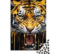 Tigre Furioso Puzzle para Adultos Puzzle de 1000 Piezas Estilo Arte Animal Relajante Decoración Hogar Desarrollo Familiar Regalo 52x38cm/1000pcs