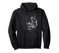Tigre Gran felino depredador Monocromo Cabeza de Tigre Sudadera con Capucha